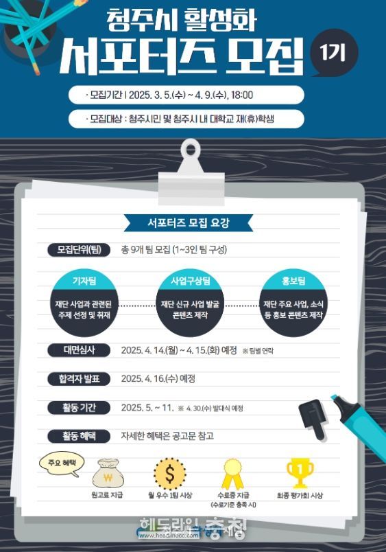 청주시활성화재단, 제1기 청주시 활성화 서포터즈 모집